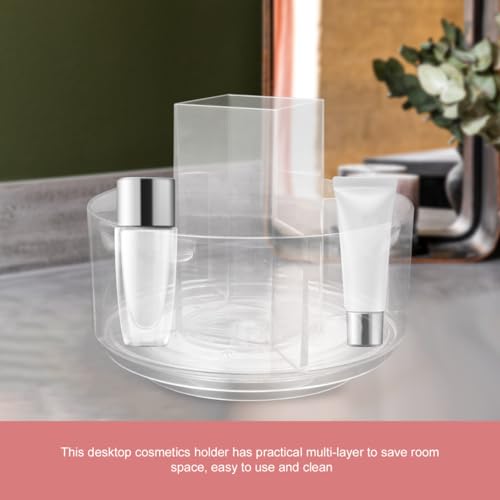 balacoo 360 Rotatable Desktop Cosmetics Rack Multi-Layer Makeup Organizer Storage Box for Vanity Bathroom Countertop Clear Cosmetic Display Holder 6.88X6.88X6.10In