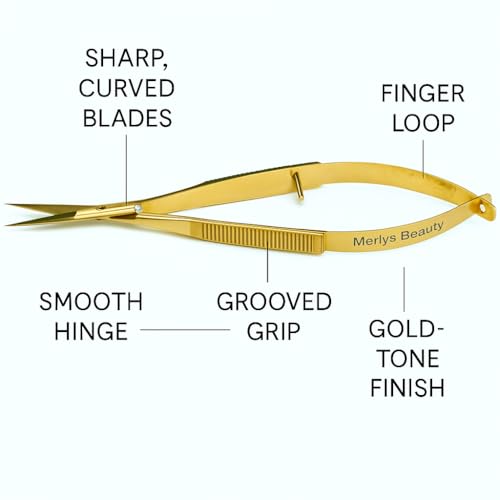 Professional Eyebrow Grooming Kit, 2-Piece Set with Tweezers and Scissors, Gold color