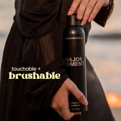 The Beachwaver Co. Major Moment Strong-Hold Hairspray - Travel Size (1.4 Oz) | Extra-Strength Vegan Hairspray For Long-Lasting Styles w/Brushable Finish - Removes Frizz & Locks In Style