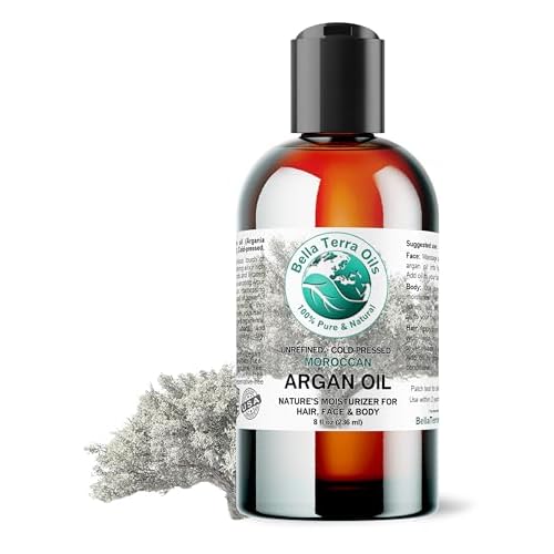 Bella Terra Oils - Argan Oil 8 oz - Pure Moroccan Elixir, Enhances Shine in Hair, Deeply Nourishes Skin, Perfect Oil for Curly Hair