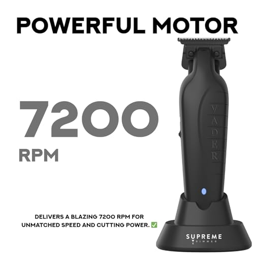 Supreme Trimmer Vader ST3778 ? Professional Cordless Barber Liner | 210 Min Runtime, 7000 RPM Motor, Zero Gap DLC T-Blade, USB-C Fast Charging | Beard, Hair & Body