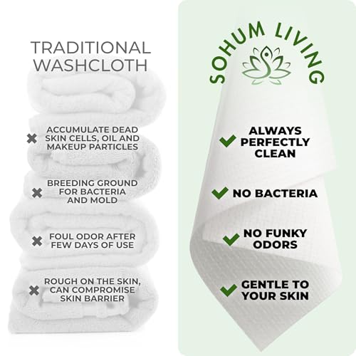 Clean Towels for Face XL, Disposable Ultrasoft Clean Skin Towels for All Skin Types, Makeup Remover & Facial Cleansing Wipes, Gentle On Skin, 50Ct