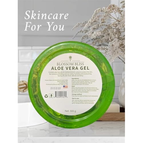 BLOSSOMBLISS Aloe Vera Gel from Freshly Cut Pure Aloe Vera - for Skin, Hair, Face and Scalp - Deep Hydration, After Sun