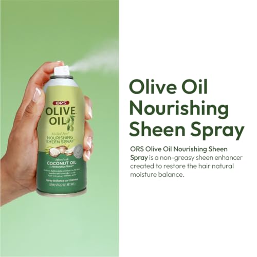 ORS Olive Oil Nourishing Sheen Spray with Coconut Oil for Restorative Shine 2 Ounces - Travel Size