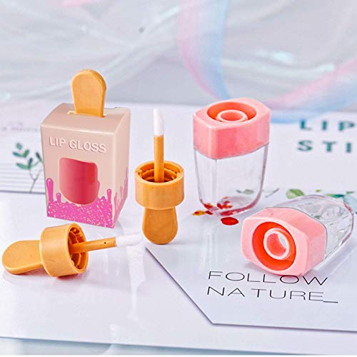 15 Pack Ice-cream Lip Gloss Tube Boxes Packaging, Pink Lip Gloss Boxes for 2.68x1.62 Inch Ice Cream Shaped Empty Lipgloss Tubes, Pink Ice Cream LipGloss Bottle Packaging (Not include tubes)