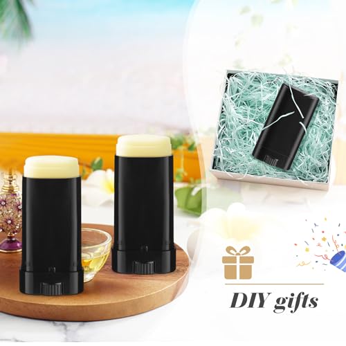 25pcs 15ml/0.5oz Empty Black Plastic Oval Deodorant Containers,Top-Fill Lip Balm Tubes,Refillable Twist-Up Lipstick Tubes for DIY Homemade Chapstick,lip Balm