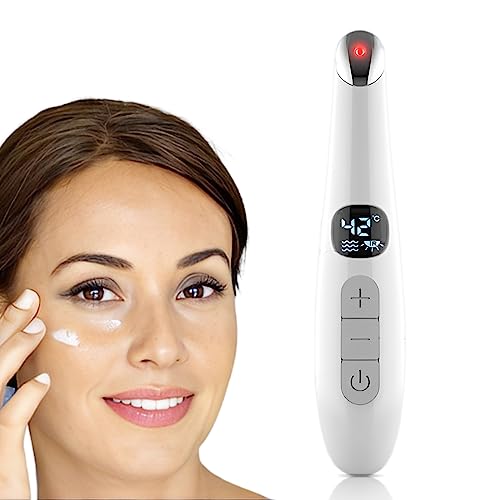 Eye Lift Wand, 3 in 1 Vibrating Red Light 98¡ÆF to 113¡ÆF LCD Display Eye Massager for Dry Eyes, Dark Circles and Puffiness, Electrical Face, Neck Sculpting Pen for Fine Lines and Wrinkles