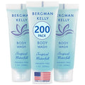 BERGMAN KELLY Travel Size Body Wash (1 fl oz, 200 PK, Tropical Waterfall), Delight Your Guests with an Invigorating and Refreshing Hotel Body Wash, Mini and Small Size Guest Hotel Toiletries in Bulk