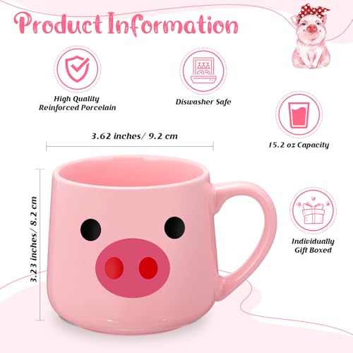 3 Pcs Cow Pig Lovers Gifts for Women Funny Travel Makeup Bag Portable Cosmetic Bag Cute Coffee Mug 11.8 oz Stainless-Steel Keychain for Women Animal Lovers Gifts(Pig Style)