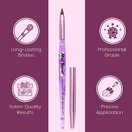 Mia Secret Kolinsky Art Brush - 4 Size - Purple - 3D Nail Art