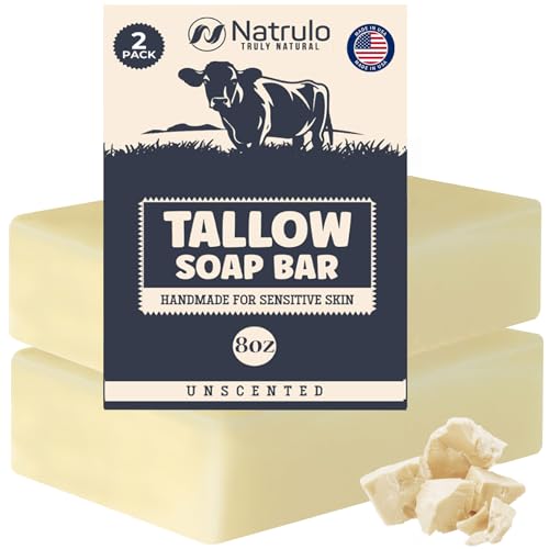 Beef Tallow Soap Bar ? All Natural Grass Fed Tallow Soap Unscented ? Moisturizing Face & Body Wash Great for Eczema, Dry, Itchy, Sensitive Skin ? Handcrafted Bath Soap for Adults, Kids, Made in USA