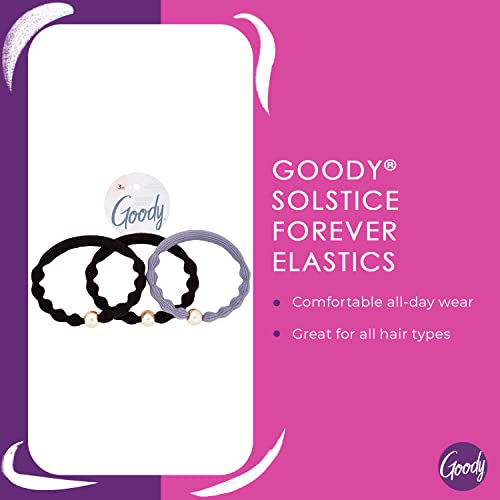Goody Ouchless Forever Elastics - 3 Count, Winter Solstice Collection - Pain-Free Hair Accessories for Men, Women, Boys & Girls to Style With Ease and Keep Hair Secured