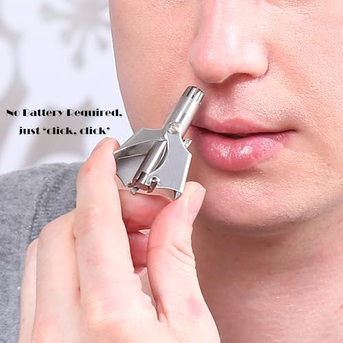 Manual Nose & Ear Hair Trimmer (No Batteries Required) - Perfect Manual Stainless Steel Nose Hair Remover for Men & Women KT-007-D