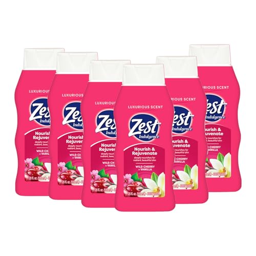 Zest Body Wash - Infused with Wild Cherry and Vanilla - Hydrating Body Soap - Suitable for All Skin Types - Wild Cherry and Vanilla - 6 pc
