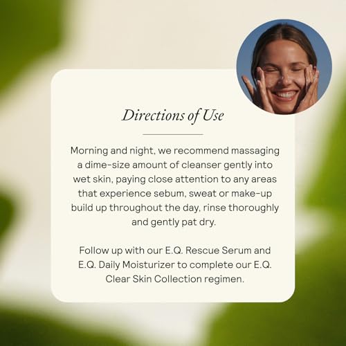 EQ Gentle Cleanser - EGCG + Quercetin - Gentle Face Wash - Cleanse & Purify Skin - For Redness & Blemishes - With Squalene Oil - Lightweight Plant-Based Formula - 4.05 fl oz