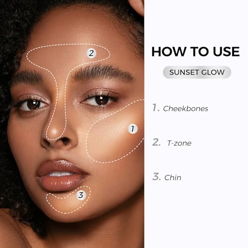 SACE LADY Highlighter Makeup Stick, Cream Glow Shimmer for a Radiant Finish, Easy to Blend & Long-Lasting Highlight Make Up for Face Eyes Lips (02 Sunset Glow, 1pc)