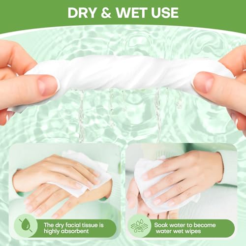 Disposable Face Towel Thicken 50 Pack Compressed Towel Tablets Reusable, Mini Disposable Facial Washcloths Compact Individually Wrapped Clean Towels for Travel Camping Beauty Home Gym (Green)