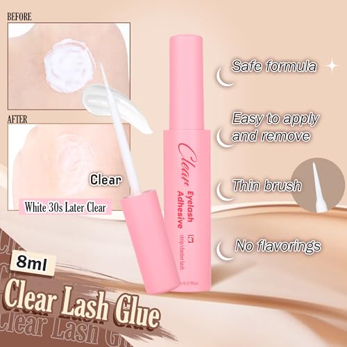 TOOCHUNAG Eyelash Clusters Lash Extension Kit Natural Cluster Eyelash Extensions Wispy Individual Lashes Clusters Kit with Clear Lash Glue and Eyelash Clusters Tweezers(180pcs)