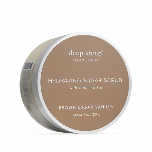 Deep Steep Sugar Scrub, Brown Sugar Vanilla, 8 oz ? Exfoliating Body Scrub with Organic Coconut Oil, Shea Butter & Argan Oil ? Vegan, Clean Beauty, Smooth, Soft & Nourished Skin