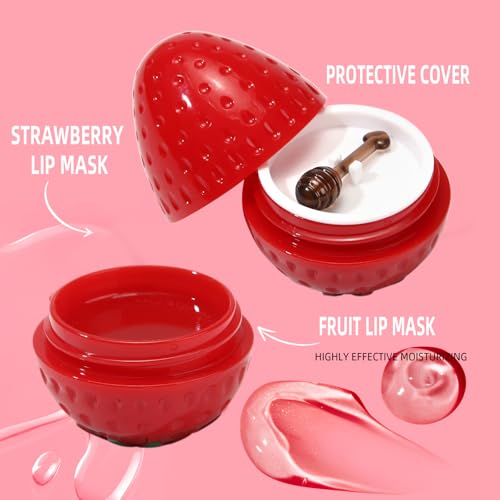 8 PCS Bee Lip Balm Fruit Lip Mask, Teen Girl Stuff, Bulk Gifts for Girls, Galentines Gifts,Valentines Day Gifts,Small Gifts, Cute Fruit Balm with Honey, Effective Prevention Dry Lip Reduces Lip Lines
