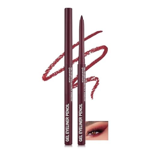 Burgundy Matte Gel Eyeliner Pencil Waterproof, Metallic Retractable Cream Smooth Eye Liner Pencils, Long Lasting Waterline Hypoallergenic Precision Eyeliner Pencil, Smudge-Proof Makeup for Women-07
