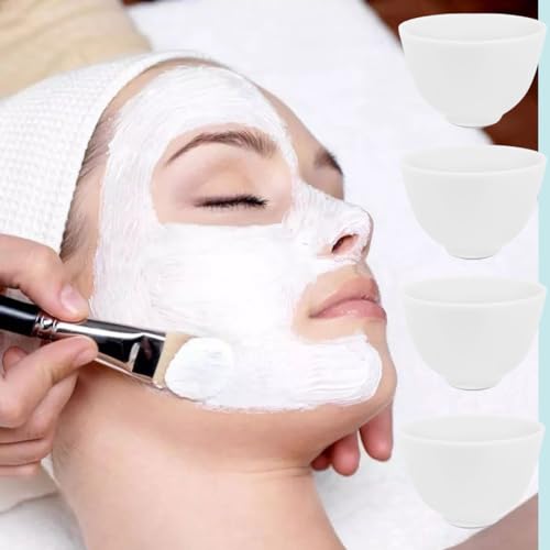 4 Piece Silicone Mixing Bowls, 3.93 Inch Microwaveable Silicone Bowl with Dual Ended Stirring Sticks for Facial Masks, Mud Masks, and Other Skin Care Products Facial Bowls for Aestheticians