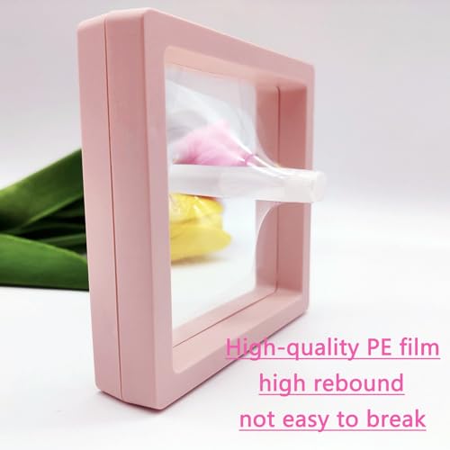 Press On Nail Packaging Boxes 3D Floating Press On Nail Storage Box Nail Display Box with 60pcs Double Sided Adhesive Nail Display Tape for Nail Tech (Pink, 4.3 inch)