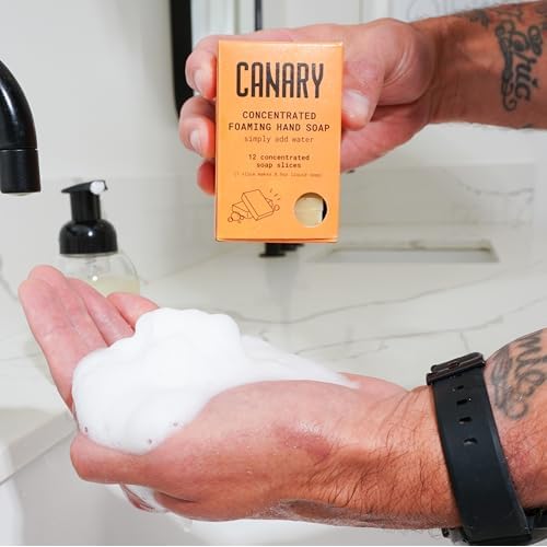 Canary Foaming Hand Soap Refill Bars - Zero Waste Hand Wash Concentrate with Coconut Oil, All Natural, Moisturizing, Organic, Non Toxic, Makes Liquid Handsoap, Cedar Mint Scent, Makes 24 Bottles