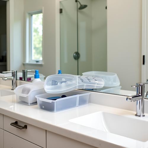 Transparent Portable Travel Men Manual Razor Protector Plastic Box Cover Container Storage Shaver Holder Protector Case Organizer, Electric Shavers