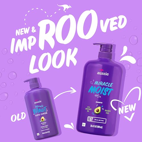 Aussie Paraben-Free Miracle Moist Shampoo with Avocado & Jojoba for Dry Hair, 30.4 Fluid Ounce, (Pack of 4)