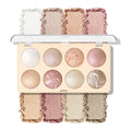 KYDA 8 Colors Baked Powder Palette, Mulitiuse Baked Powder for Eyeshadow Highlighter Contour, Lightweight Blendable, Buildable Glossy Color, Golden Luster