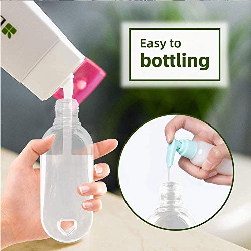 HATTIE 50Pack Travel Plastic Clear Keychain Bottles 50ml/2oz Portable Leakproof Squeeze Small Bottles With Flip Cap Refillable Empty Containers for Lotion Soap Toiletry