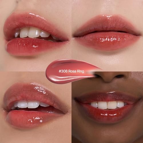 Laka Jelling Nude Gloss, 4.5g/0.15oz, Sheer Hydrating Lip Oil with No Stain, Non-Sticky, Nourishing Gloss for a Glowy Look, K-Beauty (#308 Rosaring)