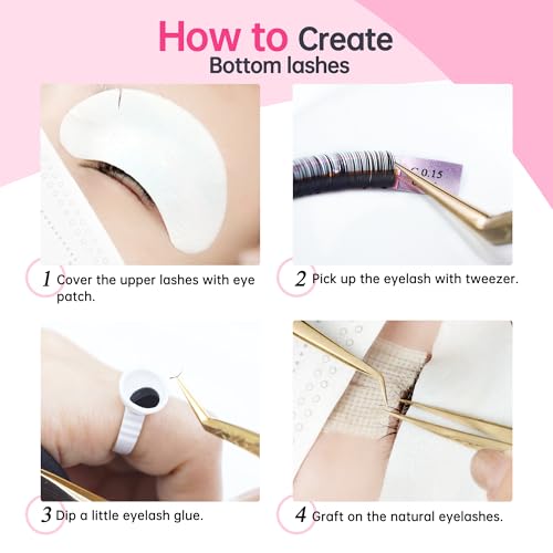 Beauty7 Mixed Volume Under Bottom Lower Individual False Eyelash Extension Tray Matte Synthetic Mink Lash (0.15 Thickness, J Curl)