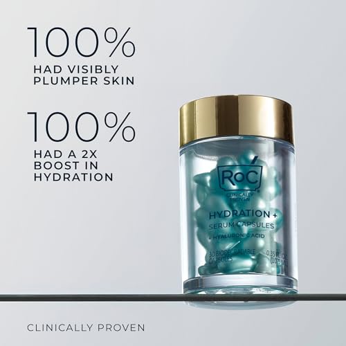 RoC Multi Correxion Hyaluronic Acid Night Serum Capsules (30 CT) for Intense Hydration + RoC Retinol Capsules (7 CT), Anti-Aging Skin Care Wrinkle Treatment for Women and Men, (Pack of 2)