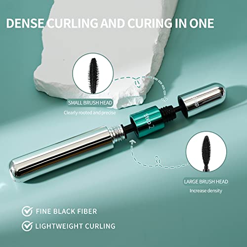 2 in 1 Mascara 5x Longer Waterproof Lash Cosmetics Natural Lengthening and Thickening Effect No Clumping Superstrong Magic 4d Silk Fiber for Vibely Mascara Makeup