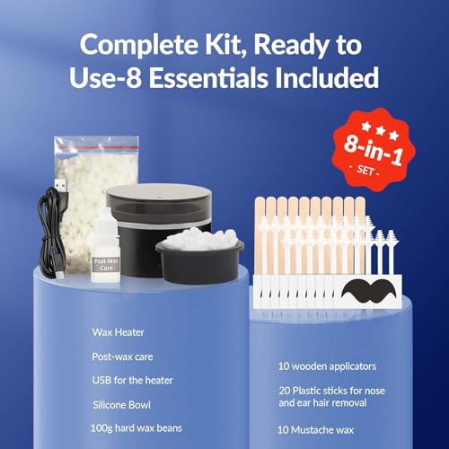 Nose Hair Wax Kit, Nose Wax Kit Men with 100g Nose Wax, 20 Applicators for 20Uses. Easy, Quick & Painless Instant Nose Waxing Kit for Men (Black-1)