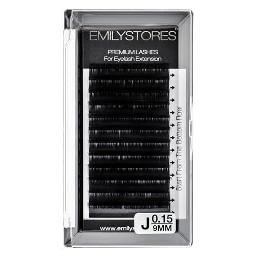 Lash Extensions 0.15mm Thickness J Curl 9mm Length Individual Volume Natural Eyelashes For Eyelash Extensions(0.15,J,9mm)