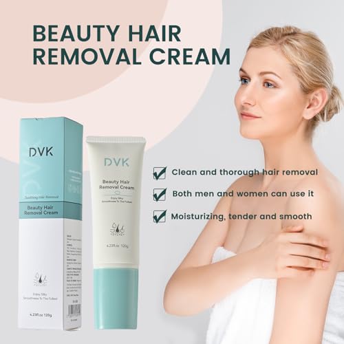 DVK Hair Removal Cream, 4.23 fl oz, Silky Smoothness, Hairfree, Waxing Kit, Shaving Foam, Skincare, Painless