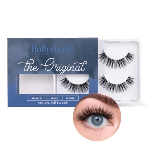 FlutterHabit The Original Lashes, 2 Sets of Lashes, DIY Long Lash Extensions, Up to 10 Day Lash Wear, Salon Quality Cluster Eyelashes for a Natural Look, No Glue Included