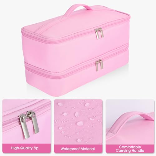 Double-Layer Carrying Case for Shark Flexstyle, Travel Case for Shark 430/440 Flex Style, Portable Storage Bag for Shark Flexstyle/Dyson Airwrap Styler and Attachments (pink)