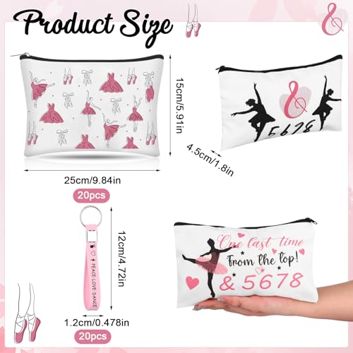 40 Pcs Ballet Dancer Makeup Bag&Keychain Ballerina Makeup Bags Elegant Ballet Cosmetic Travel Organizer Toiletry Bags Inspirational Gift for Dancers Learner lover Thank You Gift for Teacher