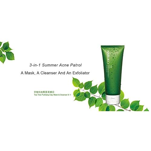 Tea Tree Purifying Kaolin Clay Mask & Facial Cleanser 2 in 1 for Exfoliating, Pore Clearing, Oil-absorbing 4.2 OZ