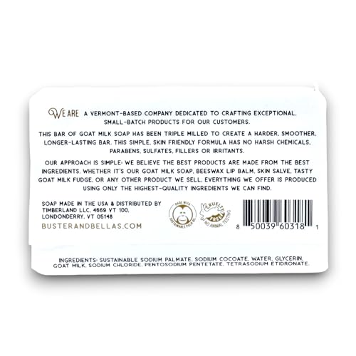 Buster & Bella's Unscented Triple Milled Goat Milk Soap - Sensitive Skin, Cruelty & Fragrance Free