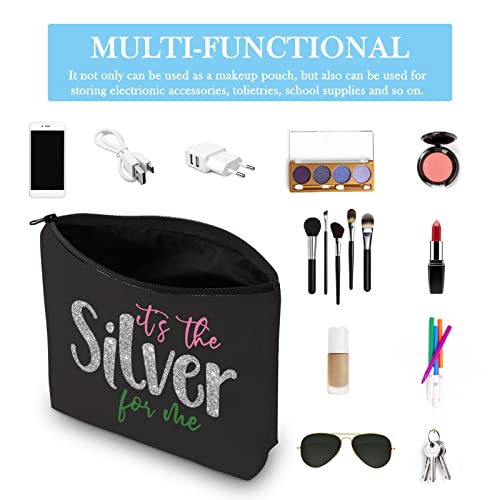 GJTIM Sorority Inspired Gift 25 Years of Sisterhood Gift It's The Silver For Me Star Paraphernala Makeup Bag (Silver For Me)