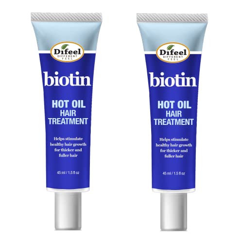 Difeel Hot Oil Hair Treatment with Biotin 1.5 oz. (Pack of 2) - Biotin Hot Oil Treatment