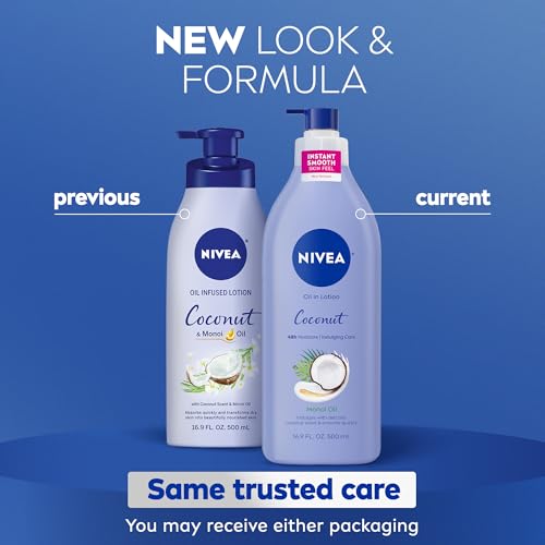 NIVEA Oil Infused Lotion Coconut and Monoi Oil Body Lotion for Women,Fast-Absorbing and Non-Greasy Coconut Scented-Lotion Moisturizes for 48 Hours,16.9 Fl Oz Pump Bottle,(Pack of 2)