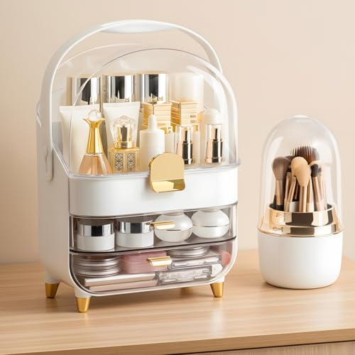 Brothersbox Makeup Organizer Countertop, Skincare Bathroom Counter Organizer, Storage Box Cosmetic Display Cases, Teen Girl Gifts Trendy Stuff Make up Organizers for Vanity, Dresser (Rose Gold)
