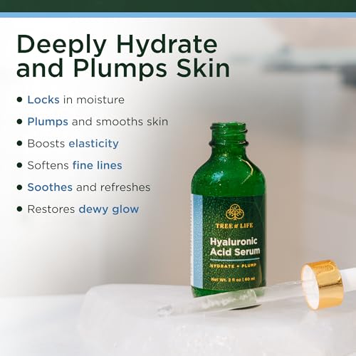 Tree of Life Beauty Hyaluronic Acid Serum, Skin Brightening Face Oil for Dark and Age Spots, Facial Serums for Dry and Sensitive Skin Care with Vitamin E for Soft Smooth Skin, 2 Fl Oz (Pack of 3)