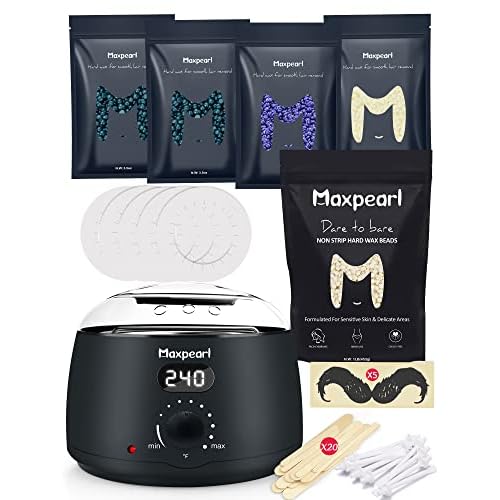 Maxpearl Digital Waxing Kit Pack - Digital Waxing Kit + 1.88LB/853g Wax Beads for Full Body Hair Removal